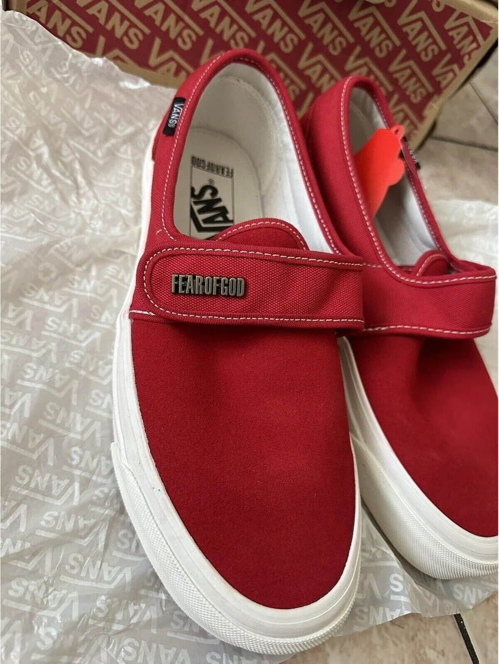 Vans Fear of God x Slip-On 47 DX 'Collection 2 Red' VN0A3J9FPQT Size 7 Men New